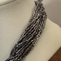 Silver-tone Multi Strands Beaded Necklace