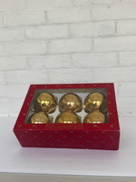 Vintage Czech Blown Glass Gold Christmas Ornaments – Set of 6
