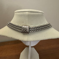 Stylish MX Silvertone Triple Strand Necklace Fashion Jewelry