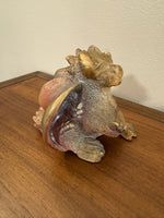 Vintage Shade Tree Creations Tail Chaser Resin Dragon Golden and Purple
