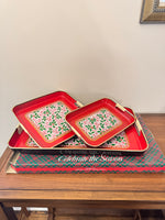 Vintage Laquer Christmas 3 Trays
