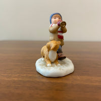 Vintage Geo Z Lefton Hand Painted Child and Dog 12224B Christmas Decor