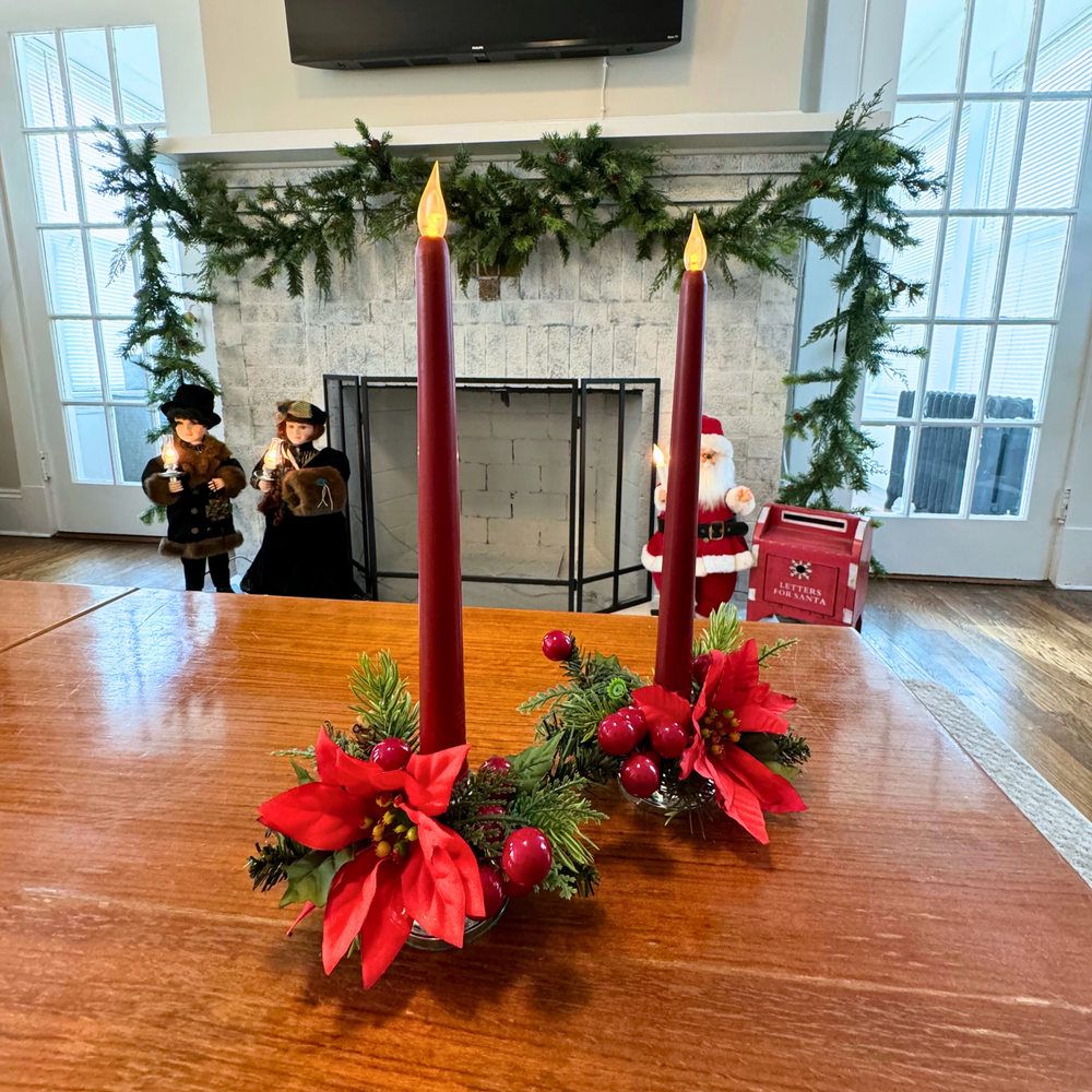 Handmade Vintage-Looking Christmas Plastic Candle and Stick-holders