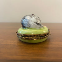 Vintage Limoges Chamart France Sleeping Cat Trinket Box