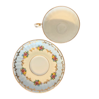 Royal Grafton English Bone China Cup and Saucer Floral Garlands Gilded Vines