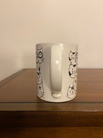 Black & White Cat Mug – All-Over Whimsical Cat Pattern Ceramic Coffee Cup
