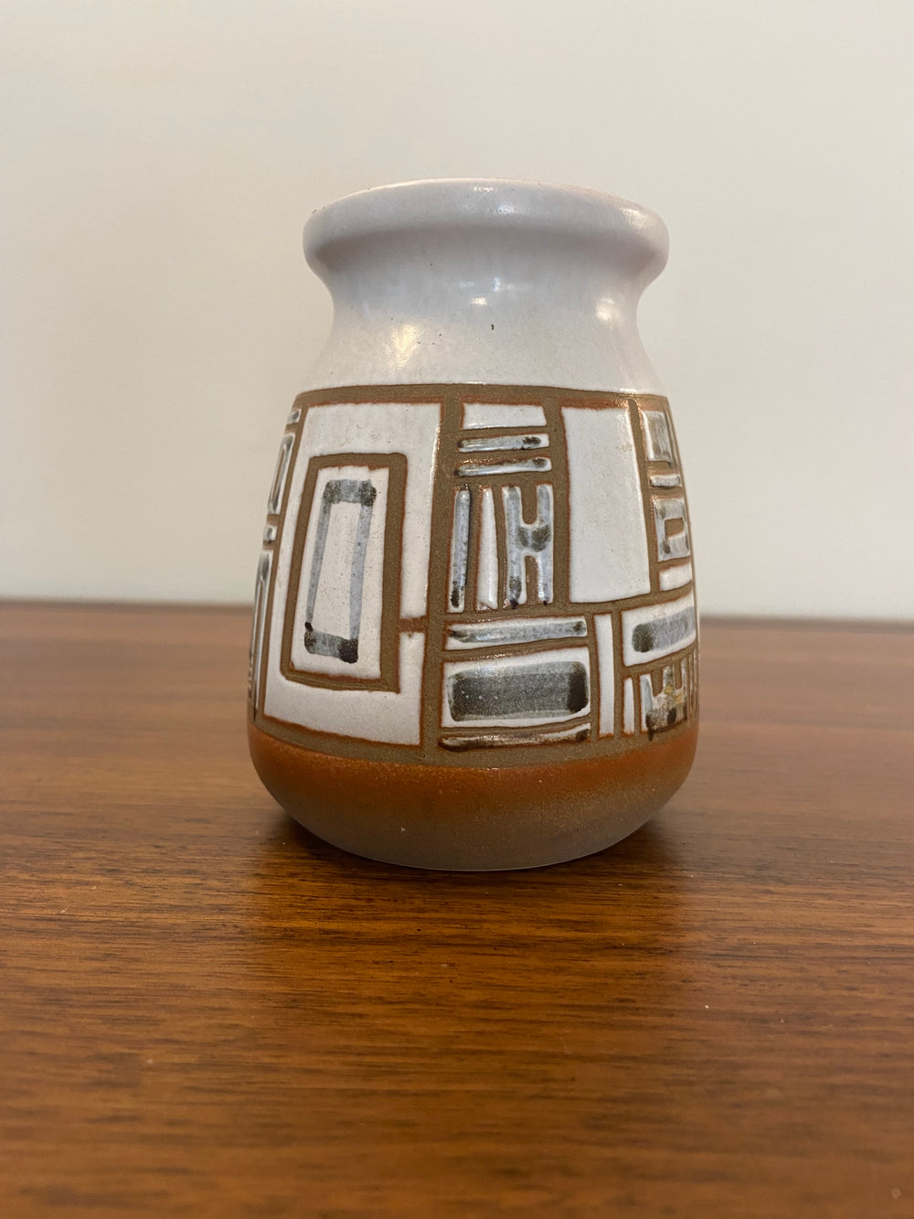 Vintage Lapid Israel Ceramic Vase MCM Geometric Design Pottery