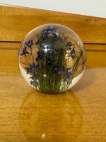 Hafod Grange Lucite Paperweight Purple Flowers Great Britain
