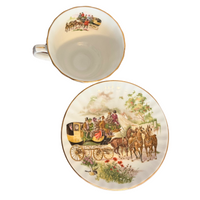 Vintage Royal Coach Staffordshire England Fine Bone-China Cup-Saucer
