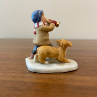 Vintage Geo Z Lefton Hand Painted Child and Dog 12224B Christmas Decor