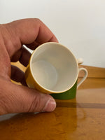 OMC Japan Vintage Green & Yellow Ceramic Espresso Cups Set of 2

