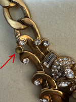 Vintage J Crew Gold-tone Rhinestone Dangle Pendant Necklace
