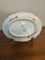 Antique Collectable Limoges French Fine Porcelain China Small Oval Bowl Jean Pouyat
