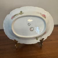 Antique Collectable Limoges French Fine Porcelain China Small Oval Bowl Jean Pouyat