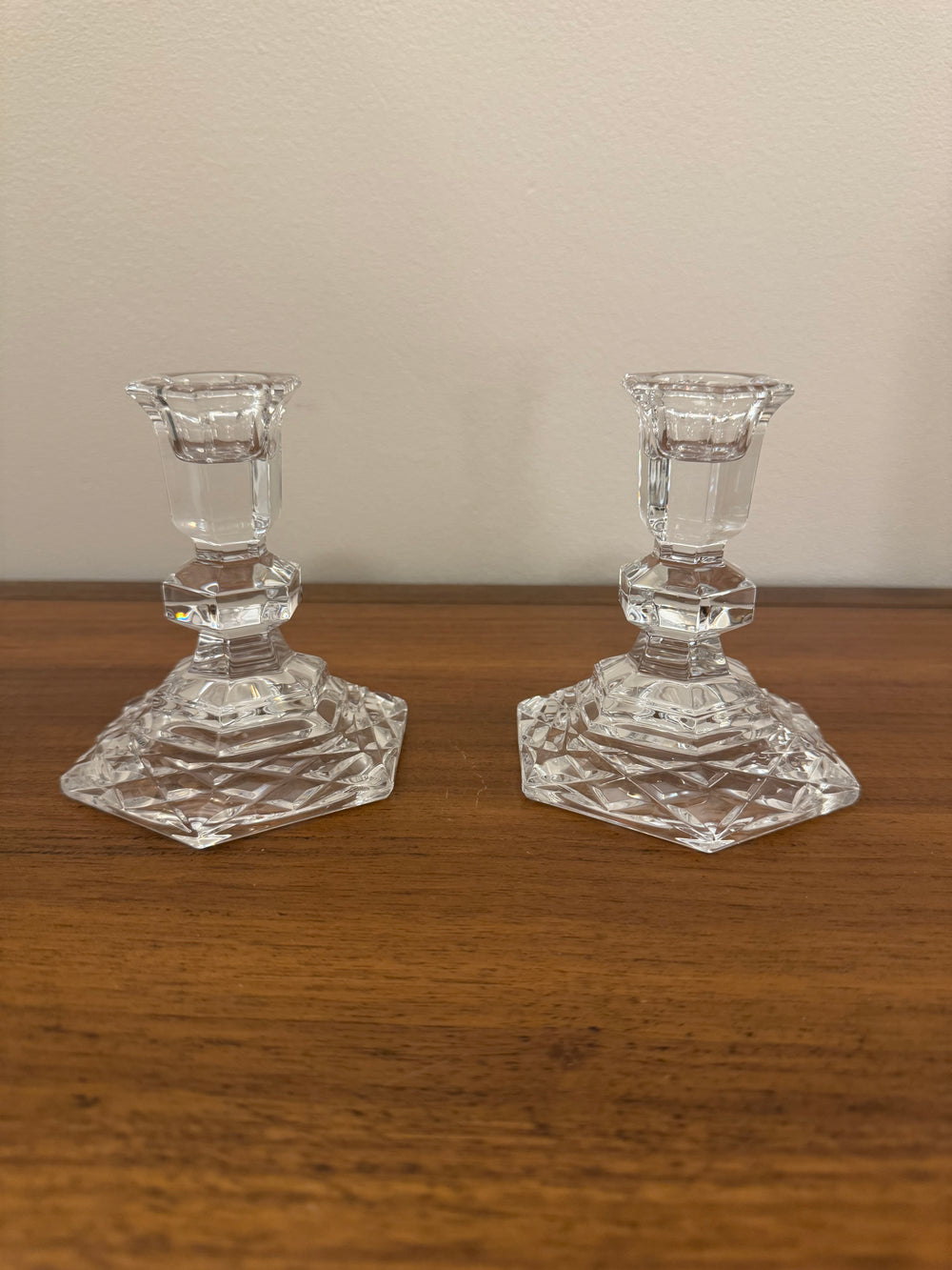 Vintage Clear Crystal Glass Candle-stick Holder