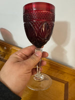 Vintage Ruby Crystal D'Arques-Durand Wine Goblets Set of 6
