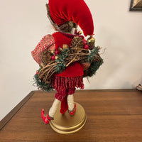 Santa Playing-Dancing The Hula Hoop Wreath with an Elf Holiday Figure Decor