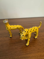 Brass Enameled Cloisonne Cheetah Set of 2 Figurines
