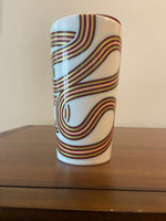 Starbucks 12 oz Retro Red & Gold Concentric Circles Ceramic Mug
