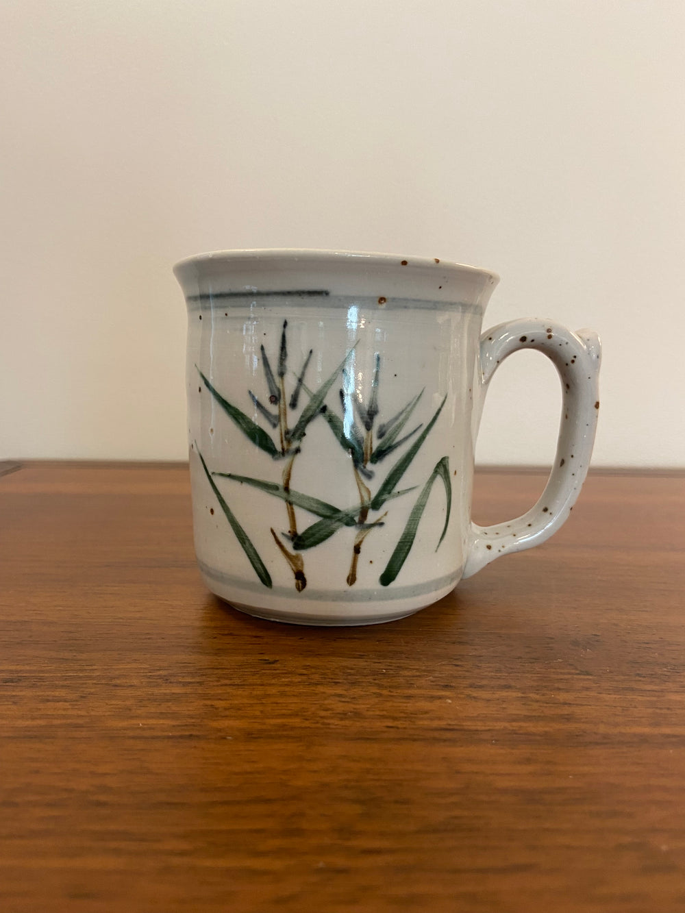 Handmade Speckled Porcelain Mug Bamboo Design