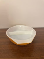 Pyrex Orange-Caramel-White Oval Glass Double-Divided Casserole Dish 1qt

