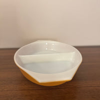 Pyrex Orange-Caramel-White Oval Glass Double-Divided Casserole Dish 1qt