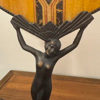 Art Deco Style Lamp Lady with Fan Shaped Shade