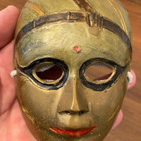 Vintage Painted Brass Tragedy Comedy Masks Set of 2
