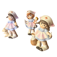 Vintage Handpainted Bisque Ceramic-Porcelain Nurse Figurines
