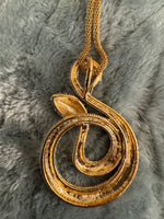 Gold Tone Crystal Rhinestone Serpent Snake Jewelry Collar Necklace
