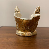 Vintage Ceramic Vase Gilded 24K Gold Luster Shell Shaped 1950s