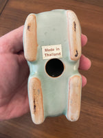 Vintage Celadon Crazed Glaze Ceramic Cat Figurine
