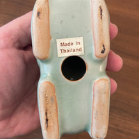 Vintage Celadon Crazed Glaze Ceramic Cat Figurine