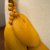 Vintage Yellow Flat Beaded Statement Necklace Fashion Jewelry