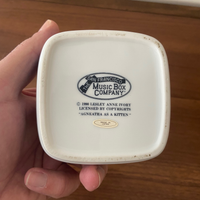 Cat Kitty Music Box Vintage 90s Kitten Ceramic Trinket
