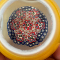 Murano Faceted Millefiori Blown Glass Handmade Paperweight