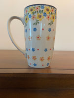 Hand-Painted Floral Polish Ceramic Mug – Colorful Flower Dot Design
