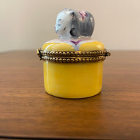 Limoges France Small Porcelain Trinket Box Cat