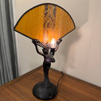 Art Deco Style Lamp Lady with Fan Shaped Shade