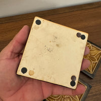 Vintage Ceramic Floral Majolica Style Tile Coaster Set of 4