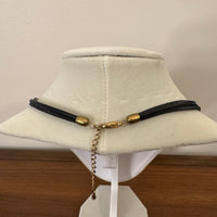 Metal Gold-tone and Leather Dichroic Glass Set of Bracelet and Chocker Necklace