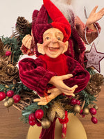 Santa Playing-Dancing The Hula Hoop Wreath with an Elf Holiday Figure Decor
