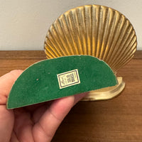 Vintage Leonard Solid Brass Seashell Bookends Silver Mfg. Co