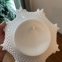 Vintage Milk Glass Fenton Ruffled Basket Bowl