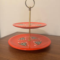 Vintage Waechtersbach West-Germany Christmas Tree Cookies 2 Tiered Stand