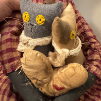 Early American Primitve Style Decor Doll with Cats