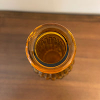 Vintage MCM Amber Glass Bottle Decanter Striped and Swirl Garland Design