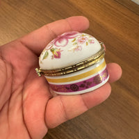 Vintage Small Porcelain Heart Shaped Jewelry Trinket Box