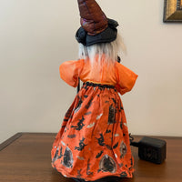 Vintage Fiber-optic Halloween Witch with Cat and Broom