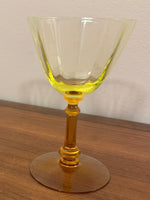 Vintage Amber-tone Stemmed Uranium Glass Goblet Set of 2
